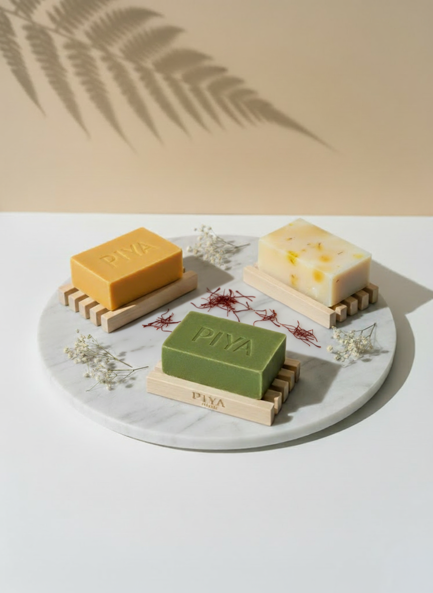 Turmeric, Neem and Saffron Soaps with Soap Dish-0