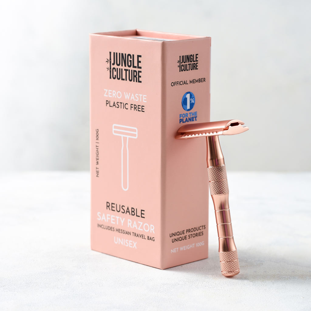 Rose Gold or Black Reusable Safety Razors (Thick Handle)